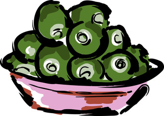 Hand drawn Italian summer food and drinks  illustration. Sketch style party wedding and picnic icons.