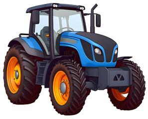 Obraz premium blue tractor isolated on transparent background.