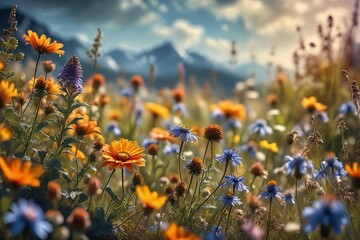Mountain Meadow with Wildflowers