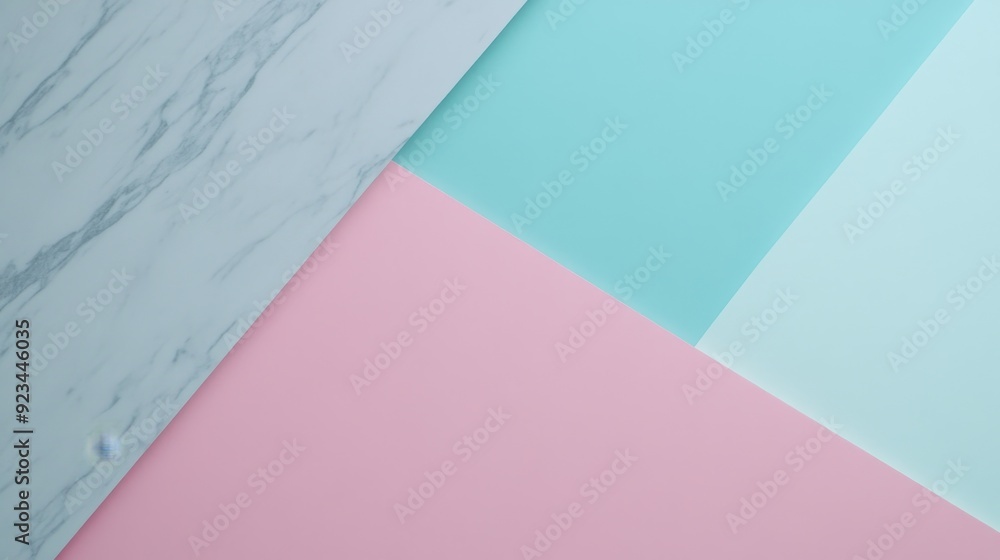 Aufkleber a flat lay of colorful geometric paper in pastel shades, creating a visually appealing background fo