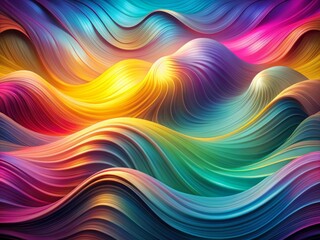 Obraz premium Vibrant abstract background featuring undulating waves of radiant colors, blending turquoise, pink, yellow, and purple hues, evoking a sense of dynamic energy and creativity.