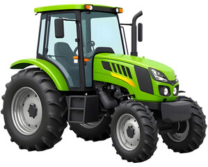Obraz premium green tractor isolated on transparent background.