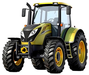 Obraz premium green tractor isolated on transparent background.