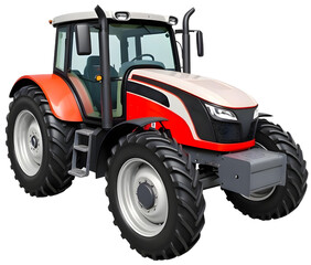 Obraz premium red tractor isolated on transparent background.