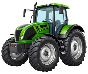 Obraz premium green tractor isolated on transparent background.