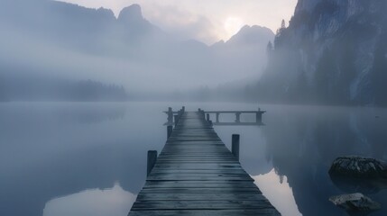 Naklejka premium Misty Morning at the Lake