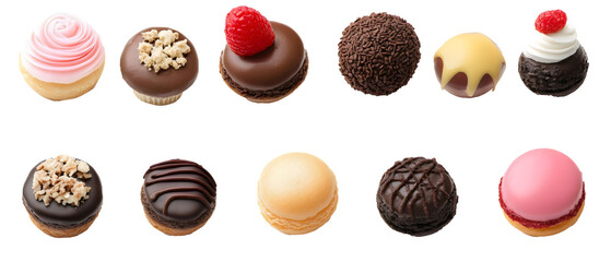 collection of chocolate truffles in various flavors isolated on white or transparent png