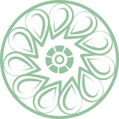 Illustration of Flower and Tree Frame in Oriental Painting Style