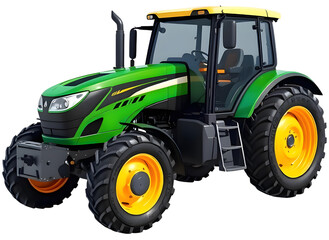 Obraz premium green tractor isolated on transparent background.