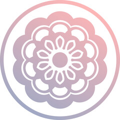 Illustration of Flower and Tree Frame in Oriental Painting Style