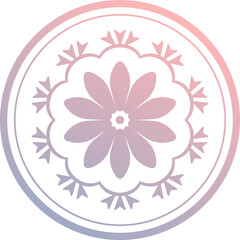 Illustration of Flower and Tree Frame in Oriental Painting Style