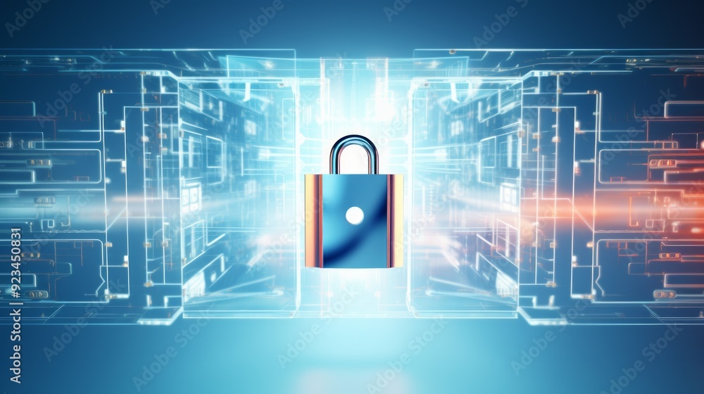 Poster cyber security and online data protection with tacit secured encryption software. neural network ai 