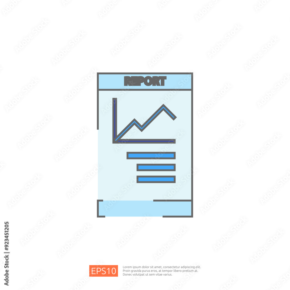 Poster report icon with chart, data analysis. simple and modern design for infographics and presentations.