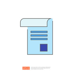A blue document icon with a blue square on the bottom right corner and three horizontal lines on the top half. The icon is in a flat style with a white background.