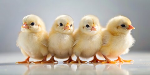 Fototapeta premium baby chicks white background minimalist simplicity pure innocence gentle soft box lighting intimate warmth adorable childhood wonder