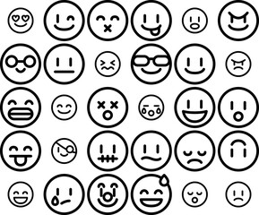 Mega Set Of Vector Emojis Faces Icons Collection Isolated Silhouette Solid Icons Including Tongue,Avatar,Face,Emoji,Emoticon Vector Icon Set Linear Pictogram Pack