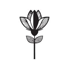 Flower black white outline vector