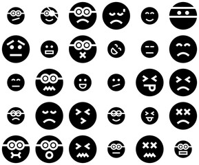 A Collection Of Emoji Icons Collection Isolated Silhouette Solid Icons Including Smiley,Avatar,Emoji,Face,Emoticon Infographic Simple Vector Illustration Logo