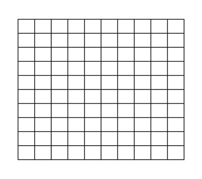 Simple table, chart isolated on white. Minimalist 10x10 grid Template with Black Lines on White Background