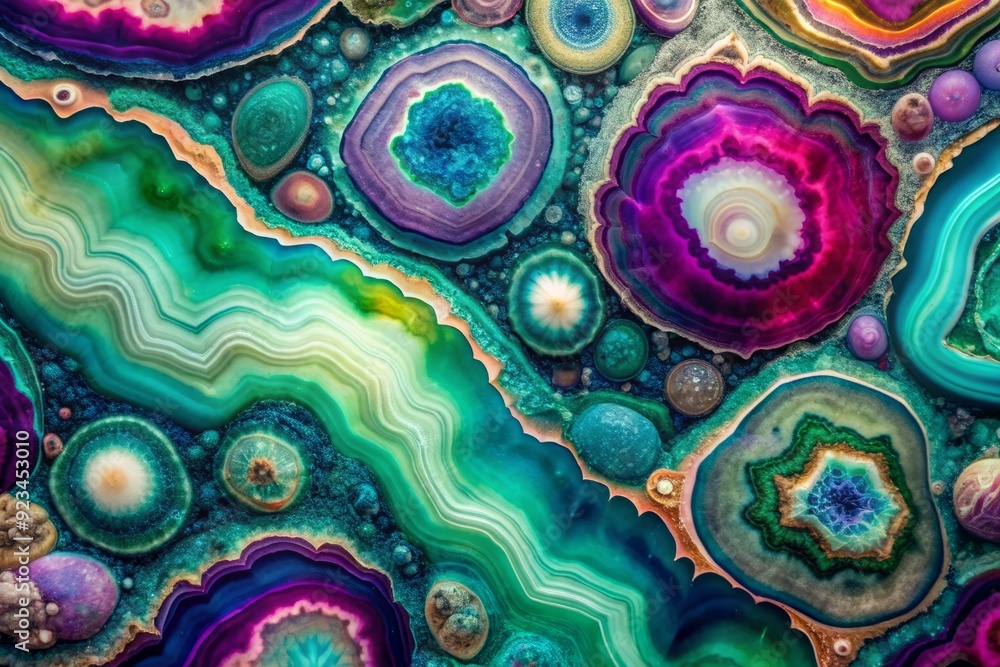 Aufkleber vibrant abstract design featuring blues, greens, pinks, and violets in a fluid-like pattern reminisc