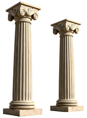 ancient column, marble column isolated on transparent background. vintage pillars isolated