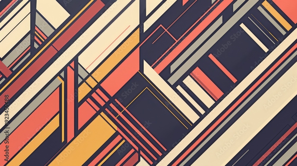 Poster an abstract line pattern with overlapping, angular lines forming a series of geometric shapes
