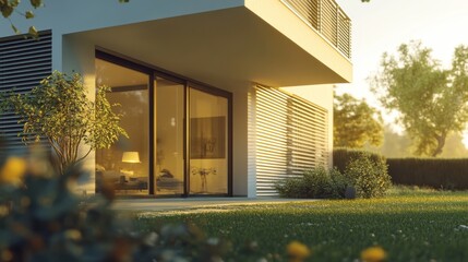 Modern Home Security System with Automated Window Shutters