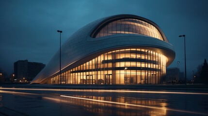 Modern Architecture Illuminated at Night