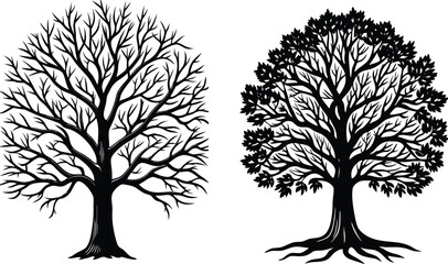 Obraz premium Vector silhouette image of Big tree , generative ai.