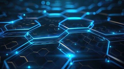 Obraz premium An abstract technology background featuring a series of interconnected hexagons with glowing edges