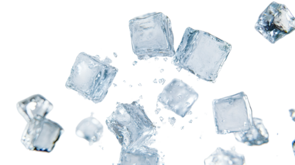 ice cubes flying transparent background