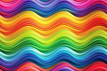 Vibrant abstract rainbow wave background featuring undulating curves of bright colors blending seamlessly in a mesmerizing pattern perfect for design projects and artistic creations.