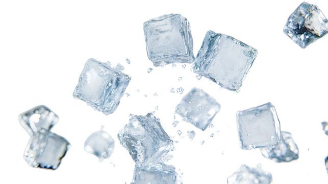 ice cubes flying transparent background