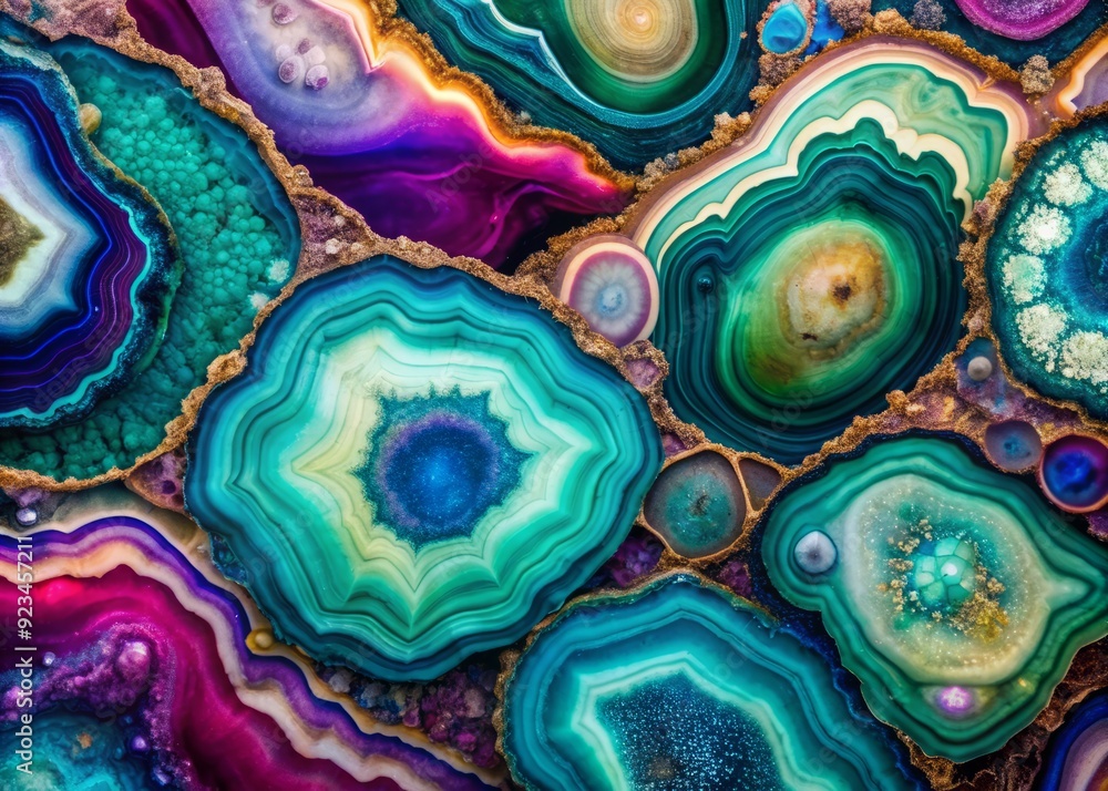 Aufkleber vibrant abstract design featuring fluid-like patterns reminiscent of agate and geode formations in b