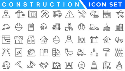 Outline web icons set - construction, home repair tools. Thin line web icons collection. Simple vector illustration