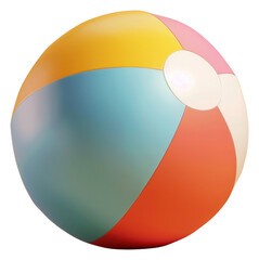 Colorful beach ball on sand