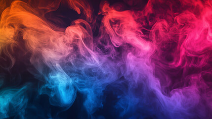 Obraz premium An illustration depicting a flow with smoke flowing through the air and various colored lights on a black background. Generative AI 