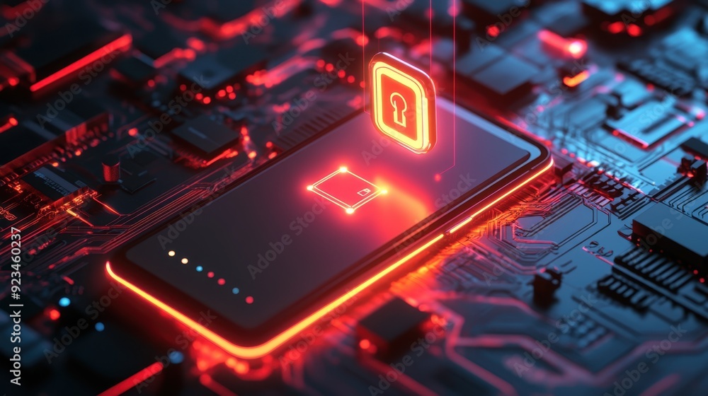 Aufkleber innovative 3d smartphone security concept with glowing key illustrating secure data access