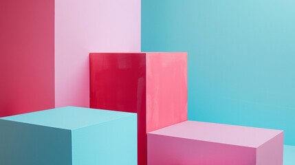 Colorful geometric shapes in a pastel-themed setup
