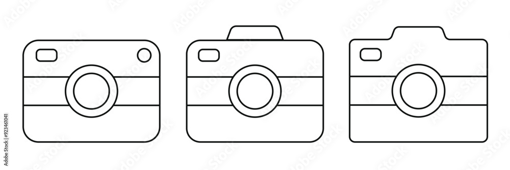 Poster camera icon set camera photo snapshot capture photograph shutter flash digital app modern minimalist