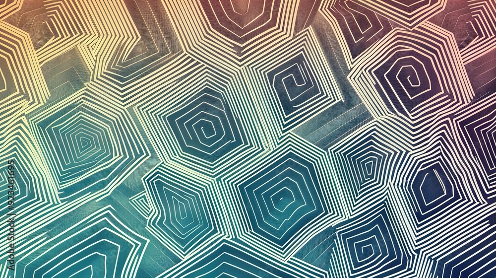Aufkleber an intricate line pattern showcasing a series of interlocking hexagons.