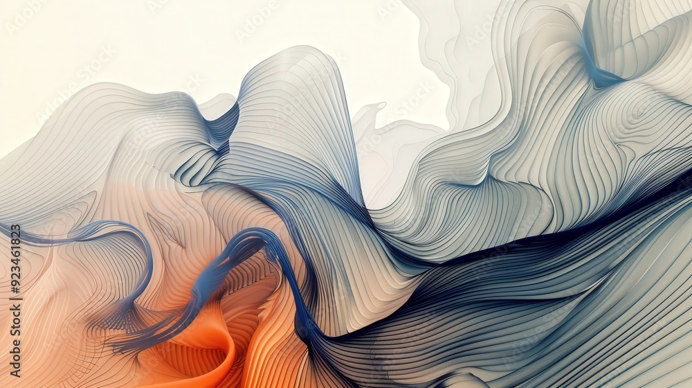 Poster an intricate line pattern showcasing overlapping, curved lines that create a complex, abstract desig