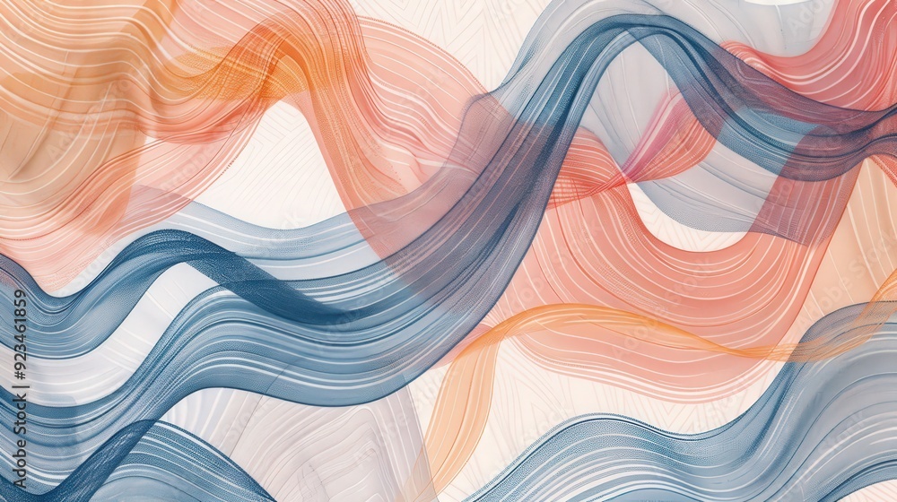 Poster an intricate line pattern showcasing overlapping, curved lines that create a complex, abstract desig