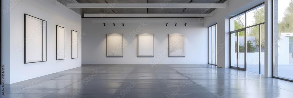 Poster empty frames displayed in an art gallery