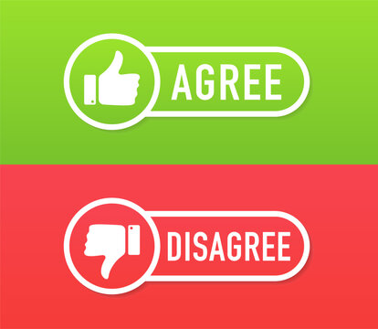 Agree or disagree icon button. Thumb down symbol of agree and disagree sticker vector. Yes and No check marks. Vector illustration