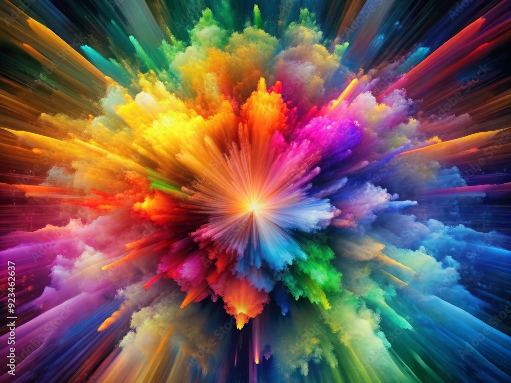Poster vibrant riot of colors bursts forth in a mesmerizing swirl of abstract art, as if a rainbow has expl