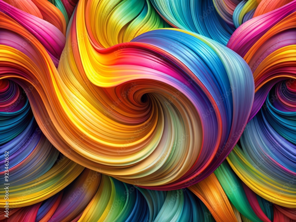 Poster vibrant abstract background featuring swirling colorful brush strokes, ribbon-like lines, and fluid 