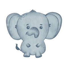 Cute gray elephant character illustration on a white background