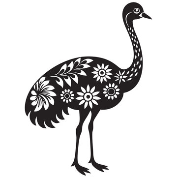 recommend clip art: oral emu bird silhouette vector illustration on a white background