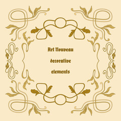 Art Nouveau floral frames, corners, and borders. Vector.